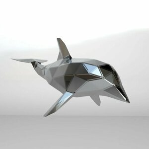 Полигональная фигура Дельфина, геометрический полигональный металлический декор интерьера