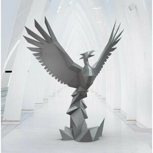 Полигональная фигура Феникс, геометрический полигональный металлический декор интерьера