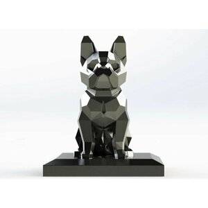 Полигональная фигура французский бульдог, собака, геометрический полигональный металлический декор интерьера