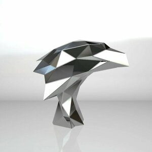 Полигональная фигура голова Орла, геометрический полигональный металлический декор интерьера