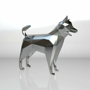 Полигональная фигура Хаски, собака, геометрический полигональный металлический декор интерьера