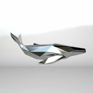 Полигональная фигура Кит, геометрический полигональный металлический декор интерьера