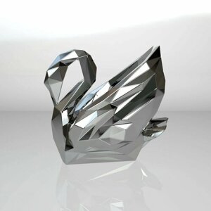 Полигональная фигура Лебедь, геометрический полигональный металлический декор интерьера