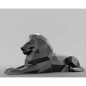 Полигональная фигура Лев, Царь зверей, геометрический полигональный металлический декор интерьера