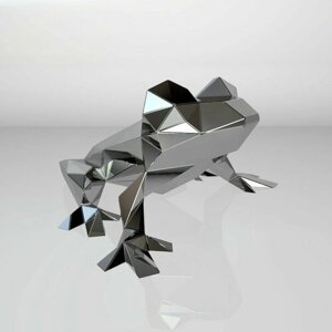 Полигональная фигура Лягушка, геометрический полигональный металлический декор интерьера