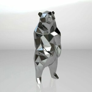 Полигональная фигура Медведя, геометрический полигональный металлический декор интерьера