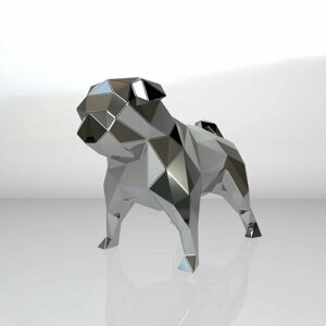 Полигональная фигура Мопс, собака, геометрический полигональный металлический декор интерьера