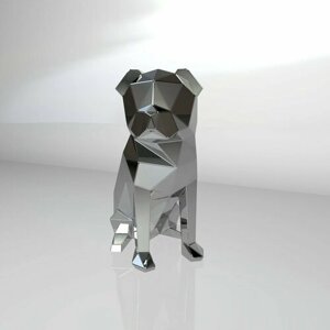 Полигональная фигура Мопса, собака, геометрический полигональный металлический декор интерьера