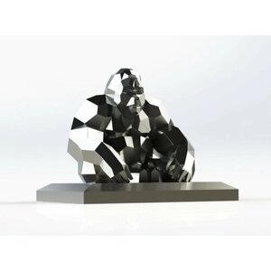 Полигональная фигура обезьяна, горилла, геометрический полигональный металлический декор интерьера