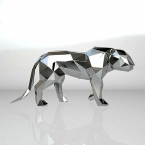 Полигональная фигура Пантера, геометрический полигональный металлический декор интерьера