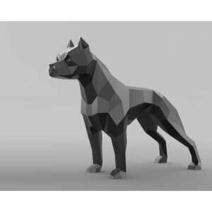 Полигональная фигура Питбуль, собака, геометрический полигональный металлический декор интерьера