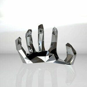 Полигональная фигура Рука человека, геометрический полигональный металлический декор интерьера