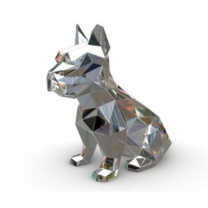 Полигональная фигура Собака, бульдог, геометрический полигональный металлический декор интерьера
