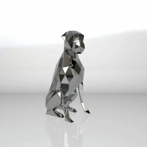 Полигональная фигура собаки Боксер, геометрический полигональный металлический декор интерьера