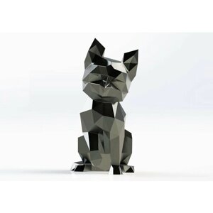 Полигональная фигура йоркширский терьер, Собака, геометрический полигональный металлический декор интерьера