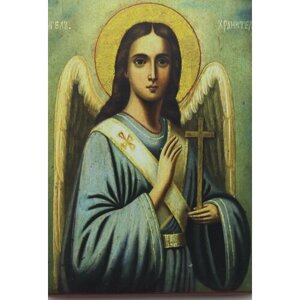 Православная Икона Святой Ангел Хранитель, деревянная иконная доска, левкас, ручная работа (Art. 1143М)