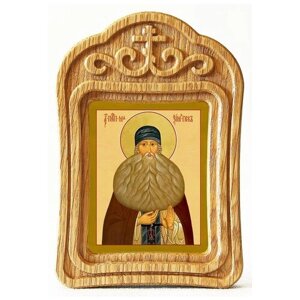 Преподобный Максим Грек, икона в резной деревянной рамке