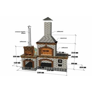 Проект "Кузя" барбекю комплекс с помпейской печкой и под печью под казан