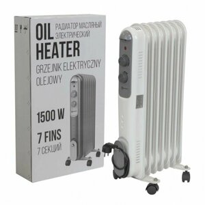 Радиатор масляный электрический (220-240V,50/60Гц,1500Вт,7 секций 11х58см,3 режима нагрева, защ. от перегрева,33х24х62.5см)