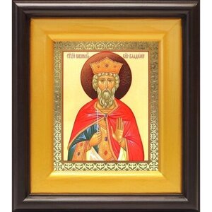 Равноапостольный князь Владимир (лик № 017), икона в широком киоте 16,5*18,5 см