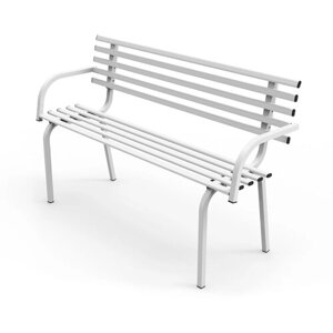Разборная садовая скамейка со спинкой ARRIVO AR3112,105*45см, высота 80см, белая, металлическая/для дачи, парка, частного дома