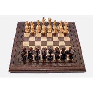 Резные шахматы и нарды "Выбитый по контуру" настольные игры