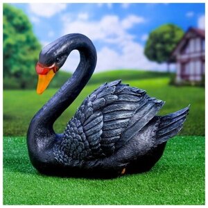 Садовая фигура "Лебедь" черный, 34х25х40см