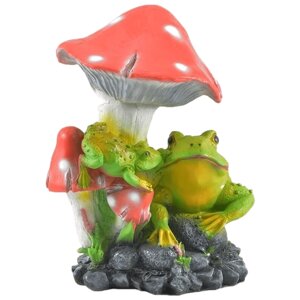 Садовая фигура Сказка Две лягушки под грибом JNG189 красный / зеленый ,32 см