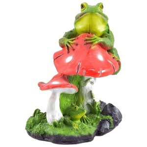 Садовая фигура Сказка Гриб с лягушкой большой JNG015 зеленый/красный ,37 см