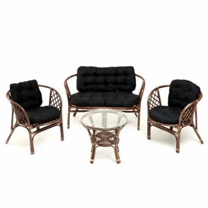 Садовая мебель. 4 предмета: 2 кресла, 1 диван, 1 стол, коричневый