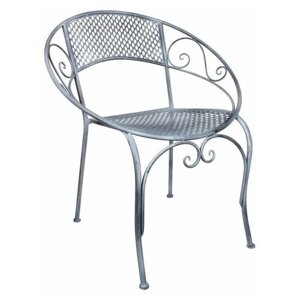 Садовое кресло ажурный прованс, металл, серое, 65.5х57х76 см