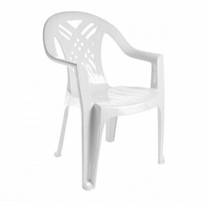 Садовое кресло с подлокотниками Садовый стул пластик белый ПРЕСТИЖ-2 66х60х84см