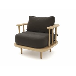 Садовое кресло Soft Element Ламе темно-коричневый, массив дерева, велюр, на террасу, на веранду, для дачи, для бани