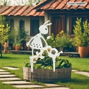 Садовые фигуры "Муравьишка с лейкой", цвет белый, 46 см, сталь, фигурки для сада