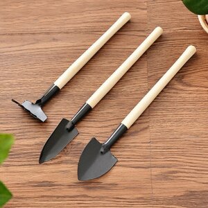 Садовые мини-инструменты, с деревянной ручкой, 3 шт набор