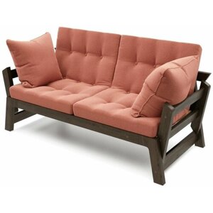 Садовый диван кушетка Soft Element Моди, розовый венге, деревянный, раскладной, подушки, на террасу, на веранду, для дачи, для бани в комнату отдыха