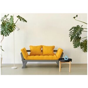 Садовый диван кушетка Soft Element Оден-С, желтый-серый, деревянный, раскладной, рогожка, на террасу, на веранду, для дачи и сада, дачный, для бани