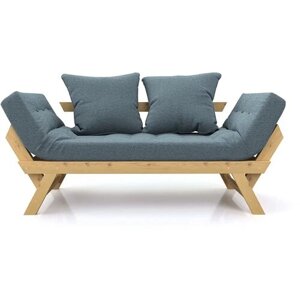 Садовый диван кушетка Soft Element Осварк Textile Grey-Blue, массив дерева, рогожка, на дачу, на веранду, на терассу, в баню