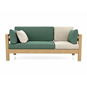 Садовый диван Soft Element Бонни трехместный, зеленый, массив дерева, велюр, с подушками, на террасу, на веранду, для дачи, для бани