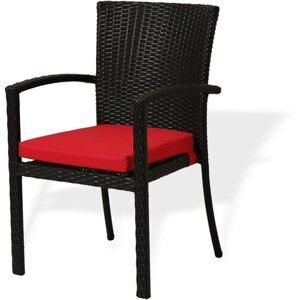 Садовый стул Лерос Malacca, Искусственный ротанг, кресло для улицы, цвет венге,Ш530хГ620хВ900 мм) (с подушкой)