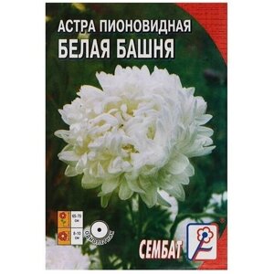 Семена цветов Астра пионовидная, белая, 0, 2 г, 6 пачек