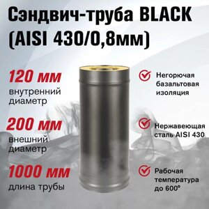 Сэндвич-труба BLACK (AISI 430/0,8мм) L-1м (120x200)