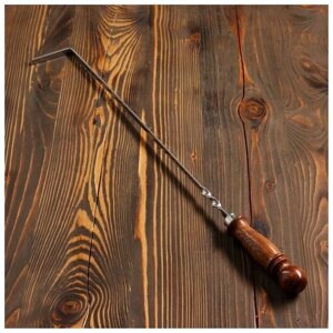 Шафран Кочерга узбекская с деревянной ручкой, матовая 40/1 см, полная длина 62 см, сталь 3 мм