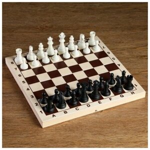 Шахматные фигуры, высота короля 6.2 см, пластик, чёрно-белые, в пакете