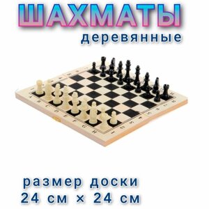 Шахматы AZ Pro Sport, деревянные, размер доски 24х24 см, с пластиковым набором фигур
