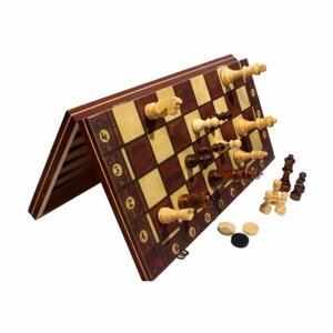 Шахматы деревянные 3в1 (поле 29 см) шахматы-магн, дерево, шашки-пласт. без магн. (Арт. P00033)