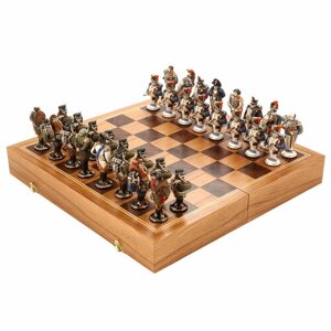 Шахматы деревянные "Бородино" с фарфоровыми фигурами 56х56 см