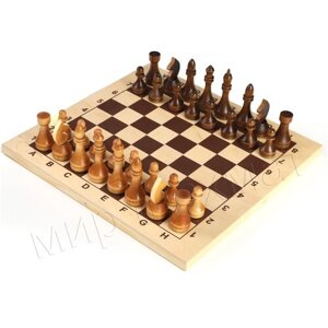 Шахматы гроссмейстерские, деревянные с подклейкой фетром, с деревянной доской 420х210 мм, клетка 45 мм, 02-16П