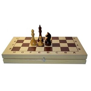 Шахматы гроссмейстерские, деревянные с подклейкой фетром, утяжеленные, с деревянной доской 420х210 мм, клетка 45 мм, 02-16-У