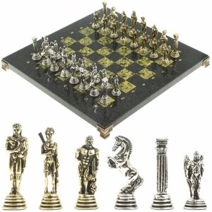 Шахматы "Икар" доска 32х32 см из камня змеевик 122681